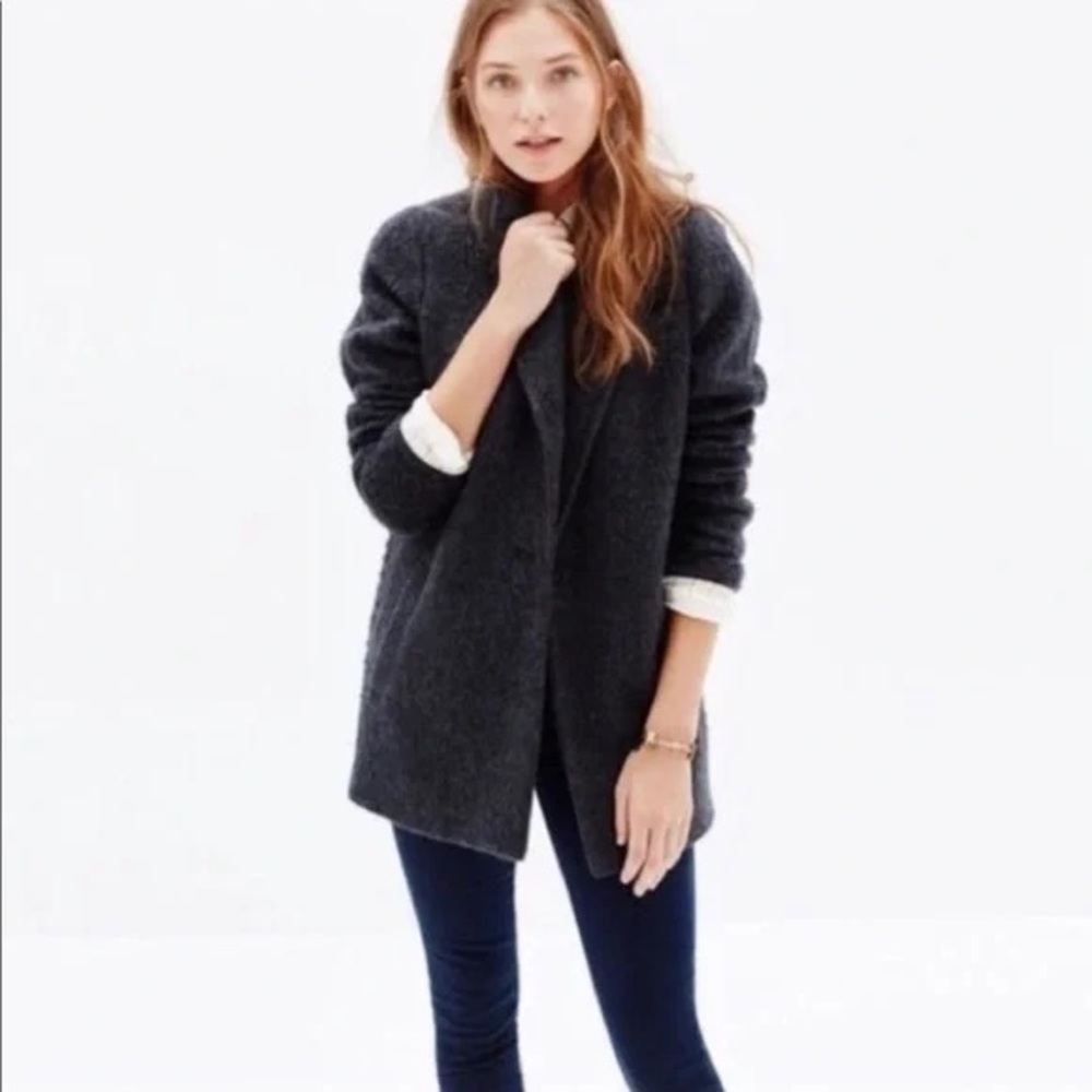 Madewell Grey Brush Weave Cocoon Coat Size 4